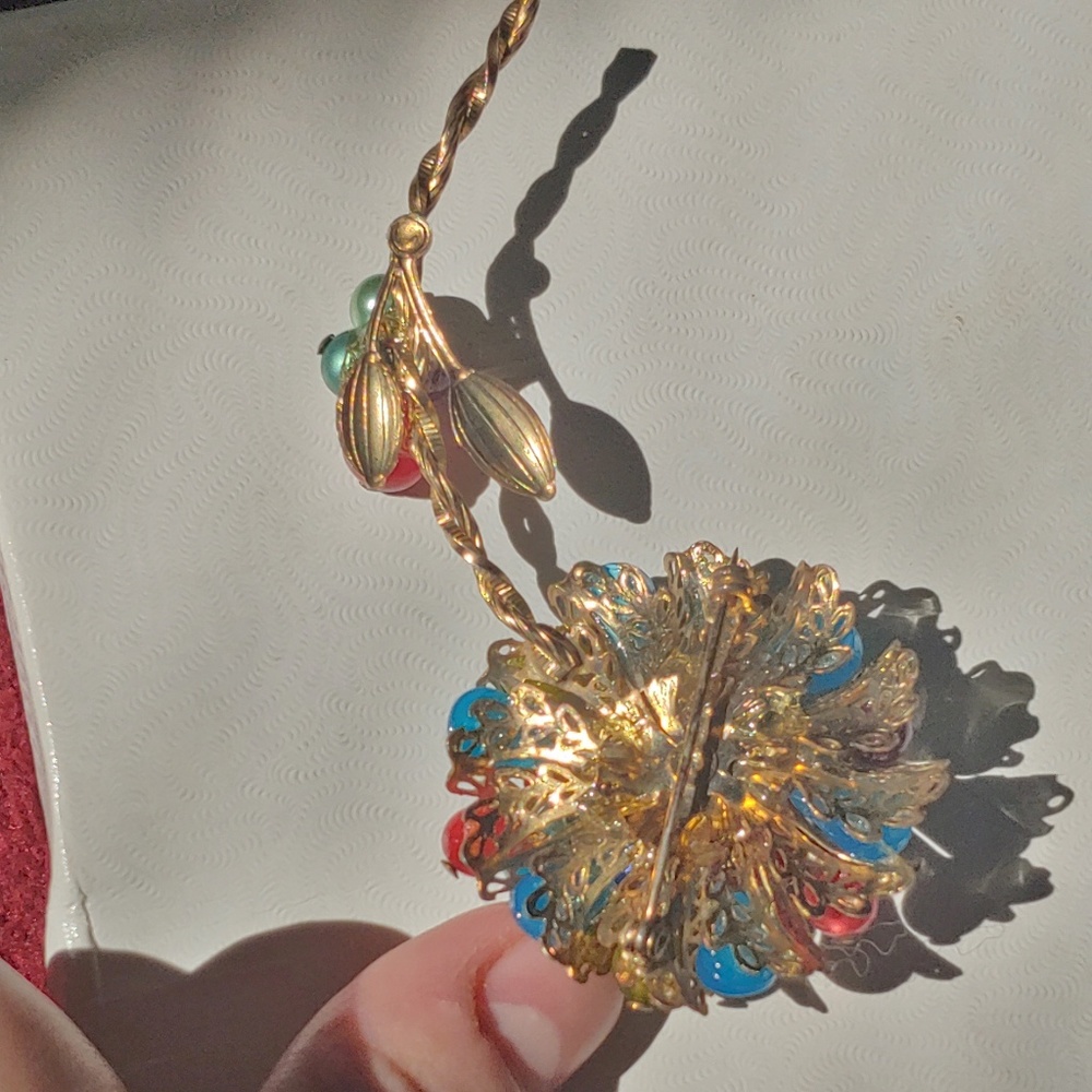 Vintage Miriam Haskell era brooch filigree flower - Picture 4 of 8